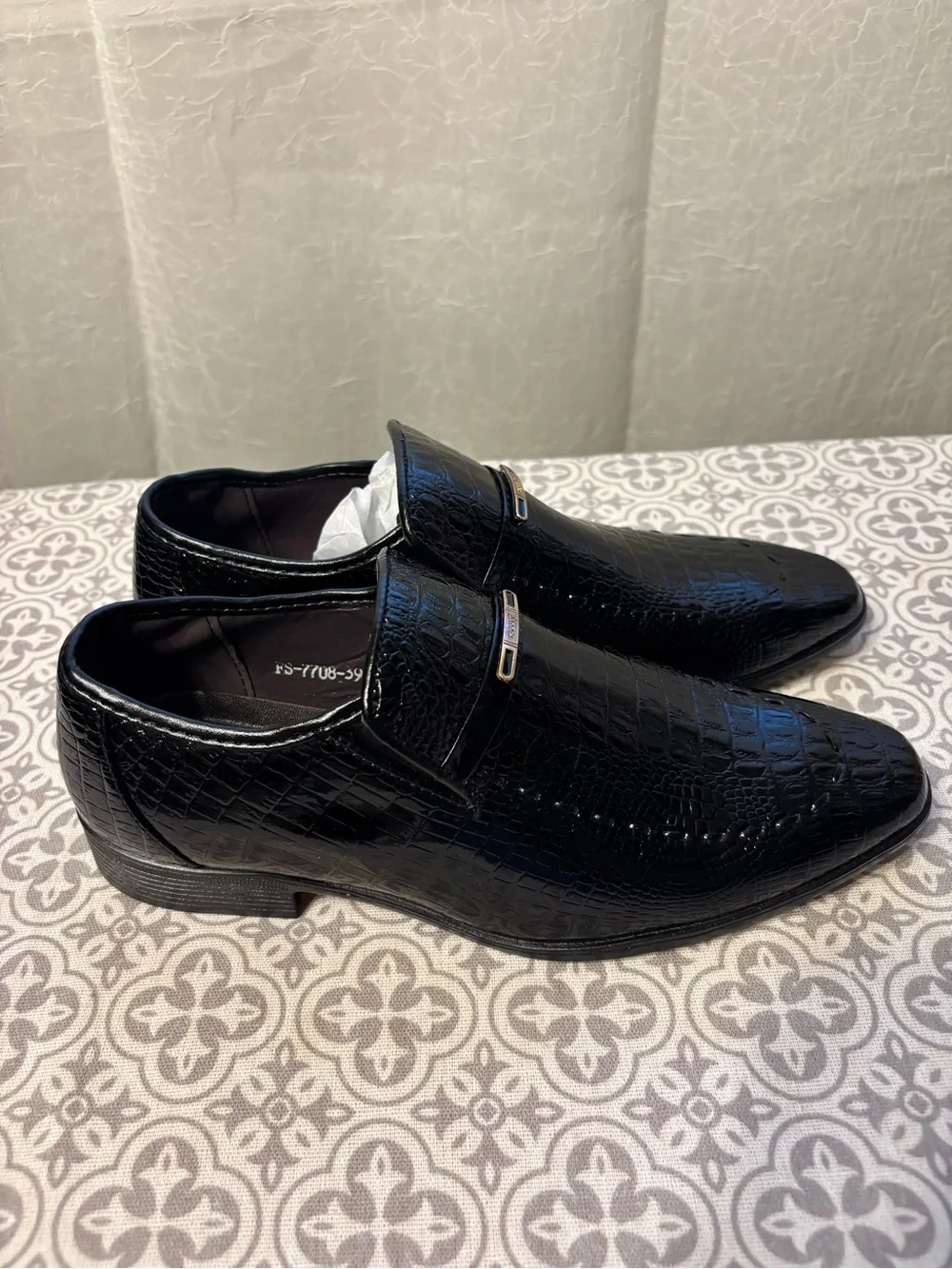 Shades Mens Crocodile Embossed Bit Loafers Black Dress Shoes Slip On Size 39
